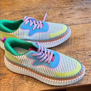 Multi-Color Mesh Lace-Up Sneakers